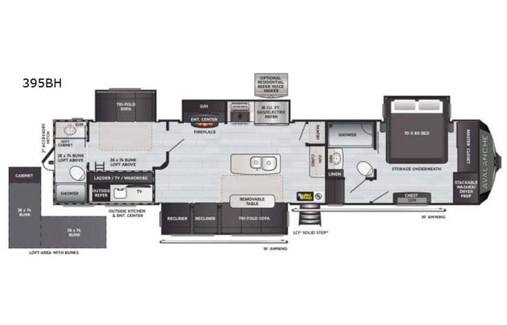 Representative floor plan provided by a trusted RVshare partner.
