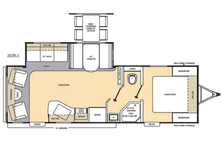 Representative floor plan provided by a trusted RVshare partner.