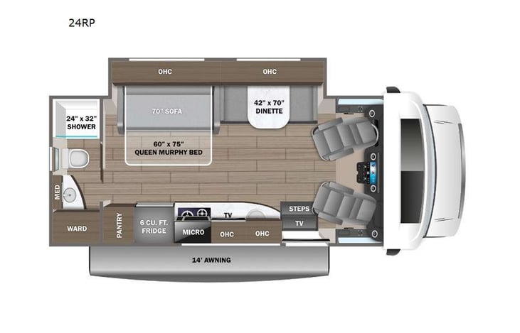 Representative floor plan provided by a trusted RVshare partner.