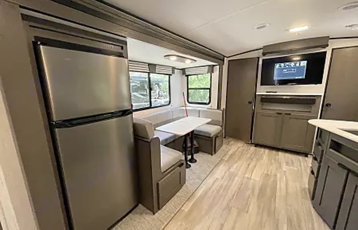 View of the living area from the bunk beds.