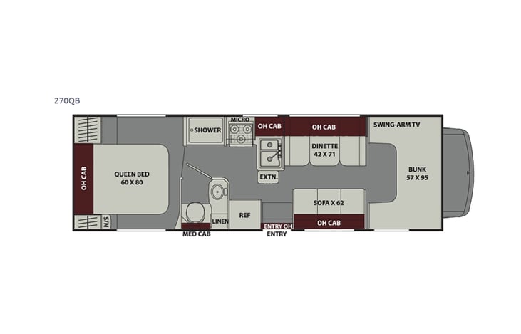 Representative floor plan provided by a trusted RVshare partner.