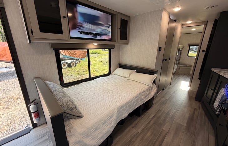 Kitchen breakfast nook converted to the bed format.
