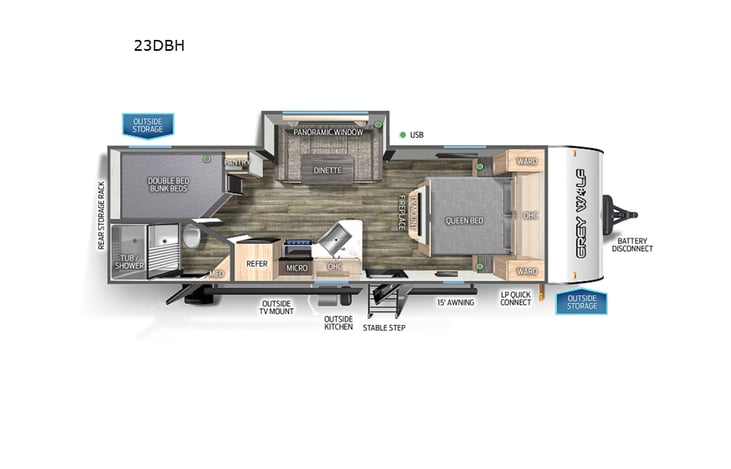 Representative floor plan provided by a trusted RVshare partner.