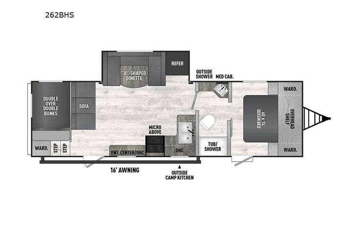 Representative floor plan provided by a trusted RVshare partner.