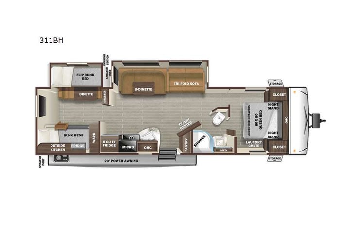 Representative floor plan provided by a trusted RVshare partner.