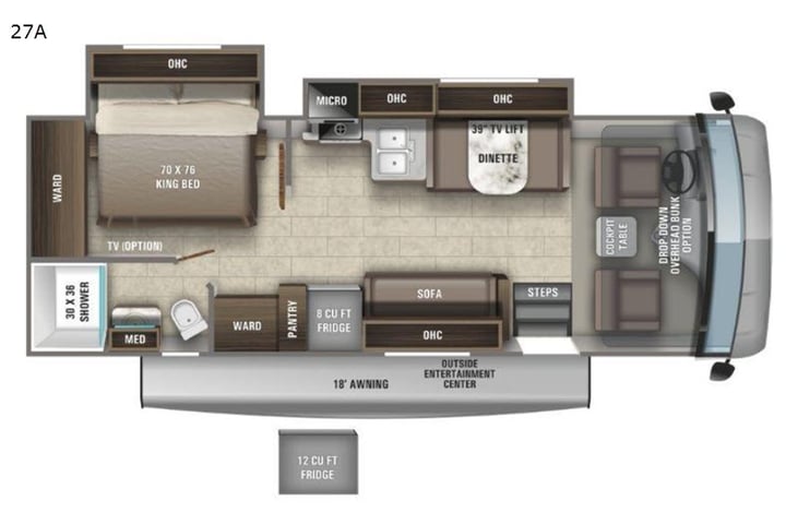 Representative floor plan provided by a trusted RVshare partner.