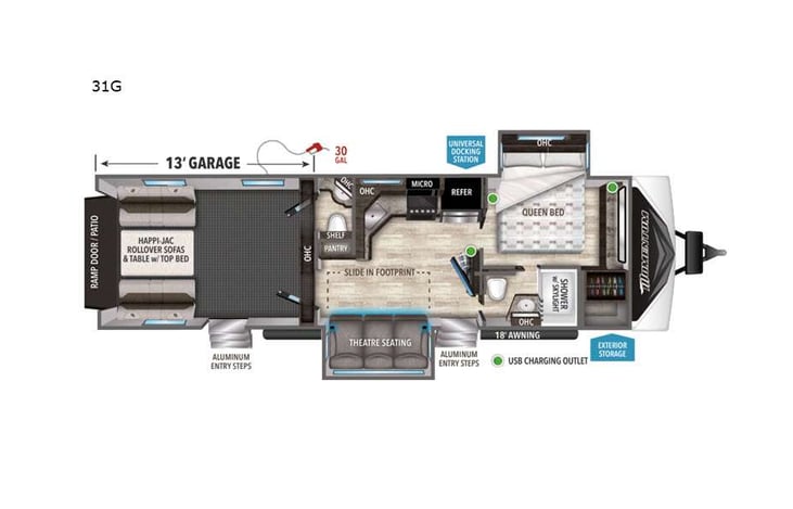 Representative floor plan provided by a trusted RVshare partner.