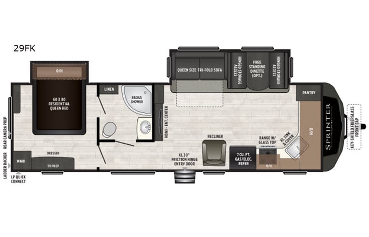 Representative floor plan provided by a trusted RVshare partner.