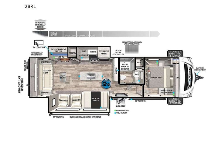 Representative floor plan provided by a trusted RVshare partner.