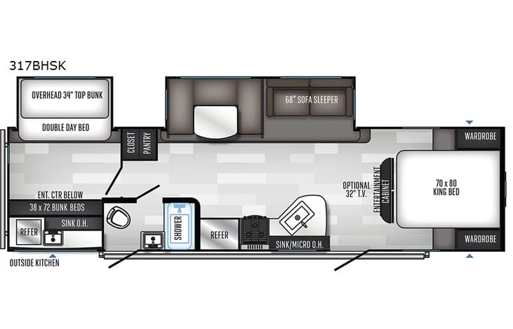 Representative floor plan provided by a trusted RVshare partner.