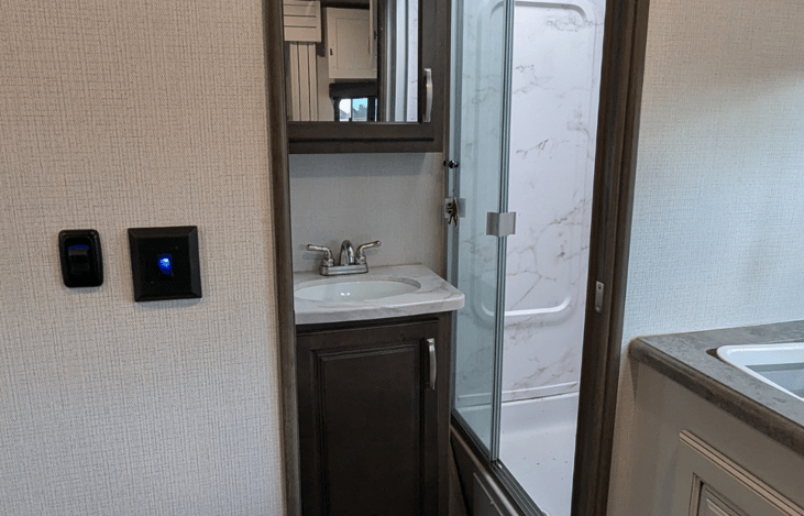 full sized shower accommodates even taller guests