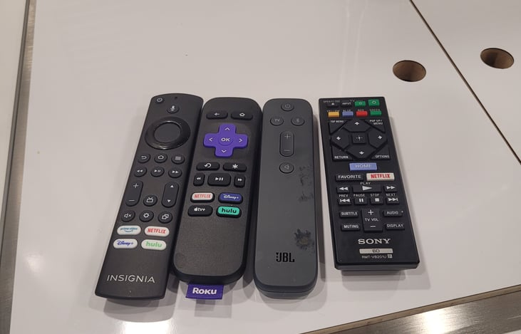 Smart TVs, Blue Ray DVD player, Roku and bluetooth soundbar