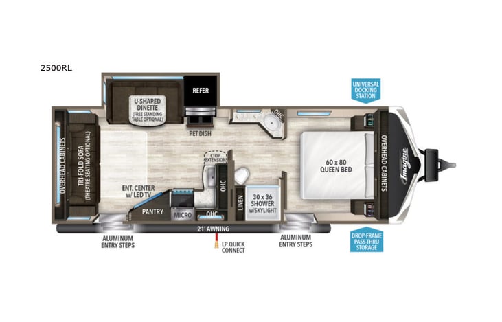 Representative floor plan provided by a trusted RVshare partner.