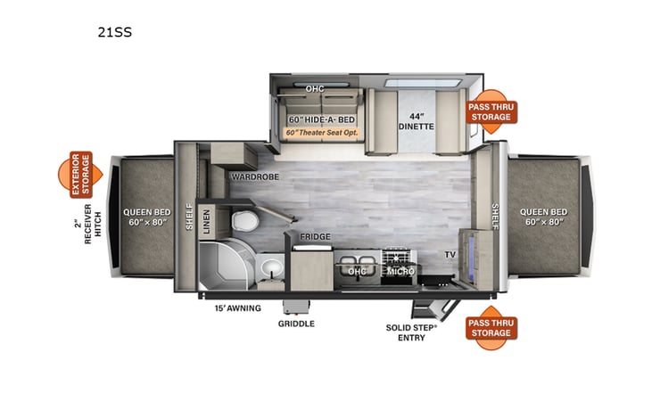 Representative floor plan provided by a trusted RVshare partner.