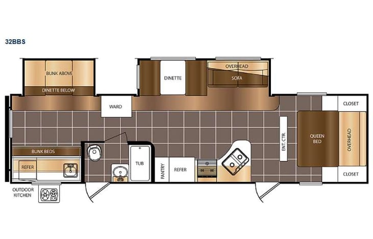 Representative floor plan provided by a trusted RVshare partner.