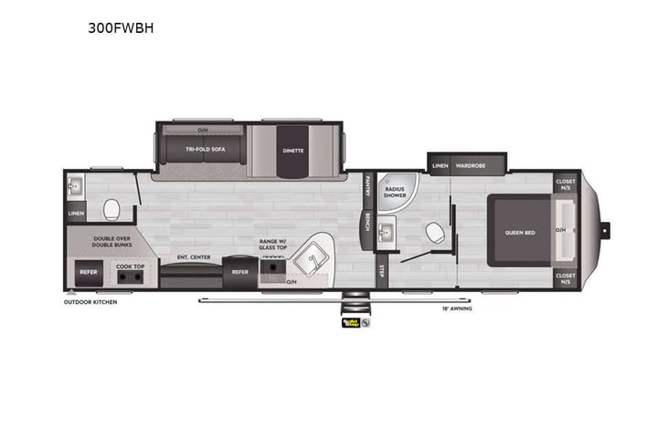 Representative floor plan provided by a trusted RVshare partner.
