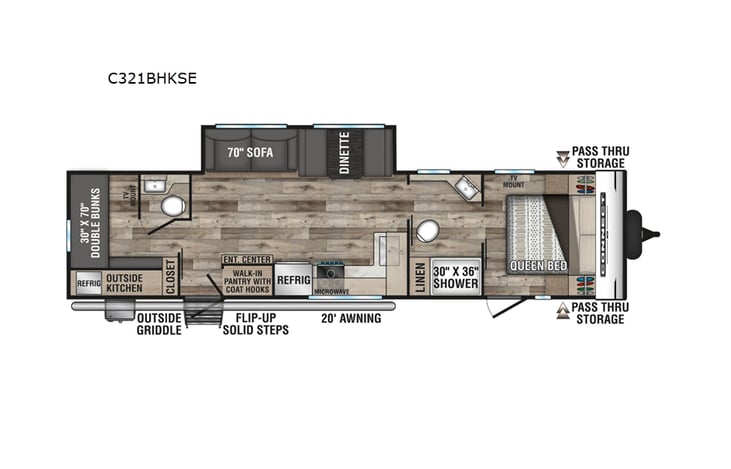 Representative floor plan provided by a trusted RVshare partner.