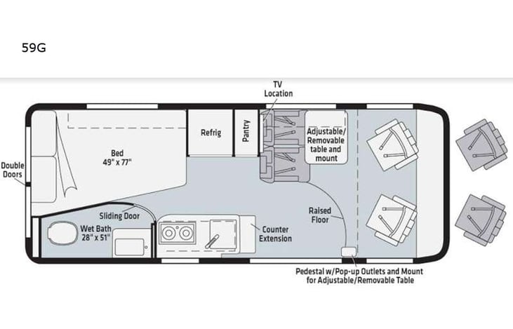 Representative floor plan provided by a trusted RVshare partner.