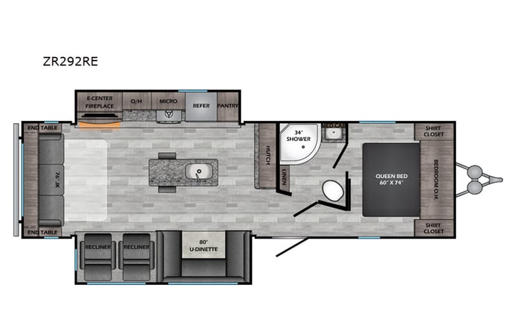 Representative floor plan provided by a trusted RVshare partner.