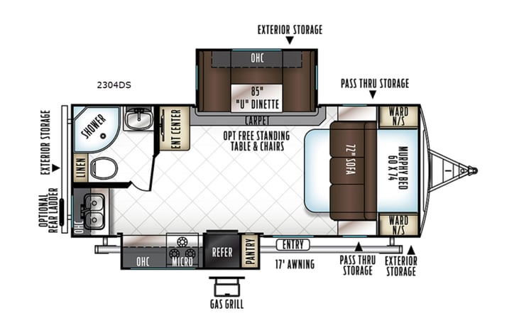 Representative floor plan provided by a trusted RVshare partner.