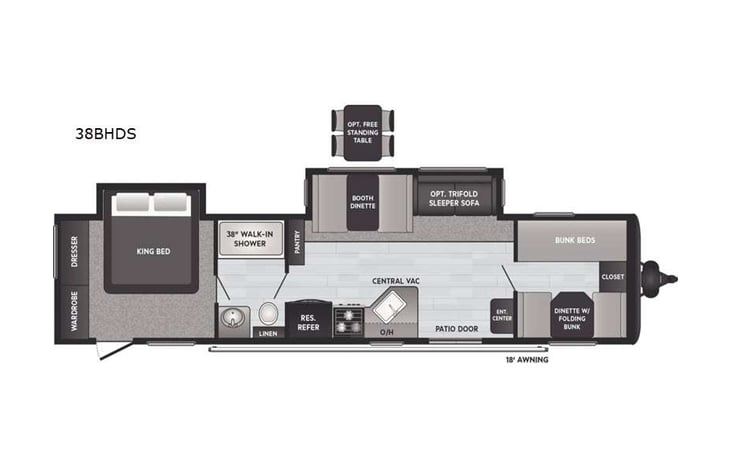 Representative floor plan provided by a trusted RVshare partner.