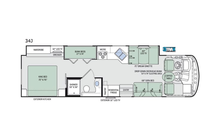 Representative floor plan provided by a trusted RVshare partner.