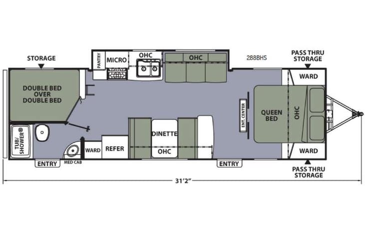 Representative floor plan provided by a trusted RVshare partner.