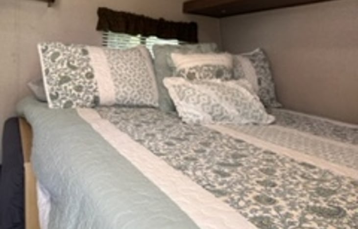 Queen Size bed with all the comfort of a memory foam topper and pillow top cover