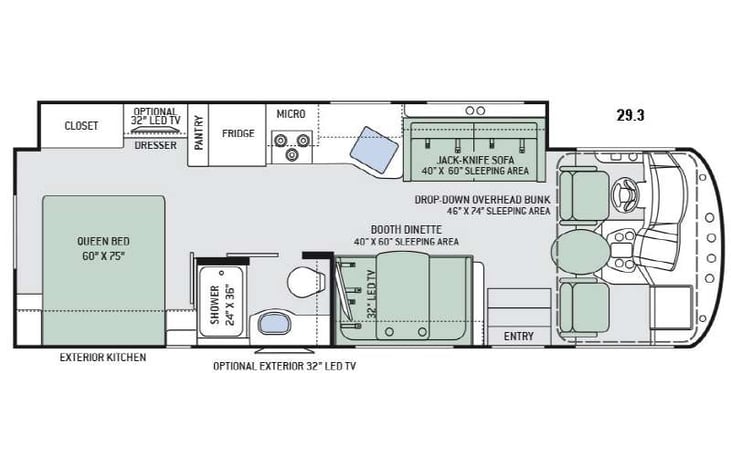Representative floor plan provided by a trusted RVshare partner.