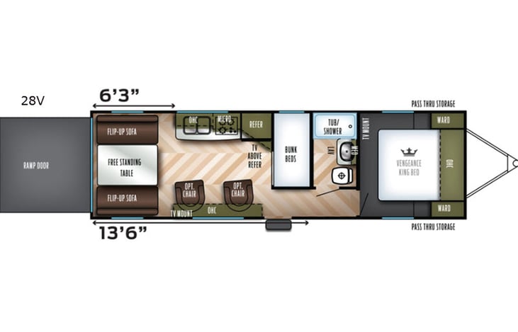 Representative floor plan provided by a trusted RVshare partner.
