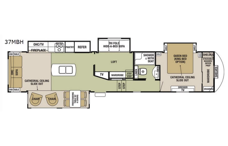 Representative floor plan provided by a trusted RVshare partner.