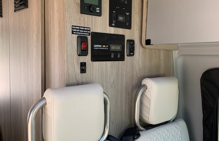 Rear seats and control panels.