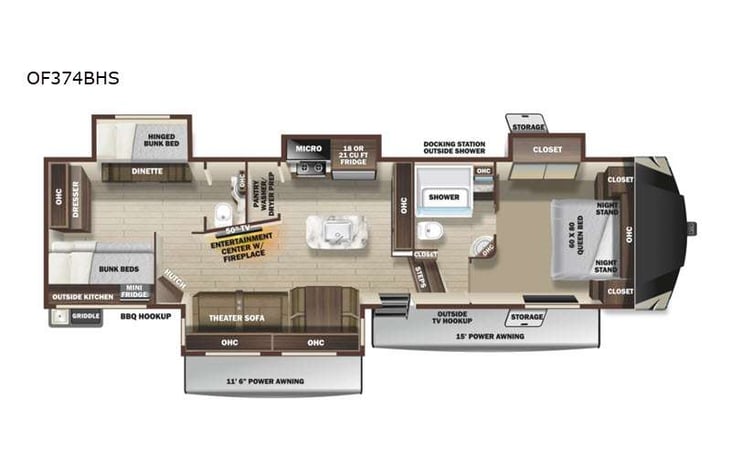Representative floor plan provided by a trusted RVshare partner.