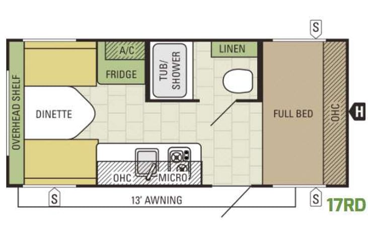 Representative floor plan provided by a trusted RVshare partner.