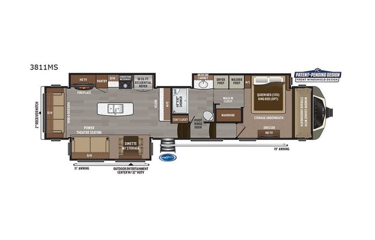 Representative floor plan provided by a trusted RVshare partner.