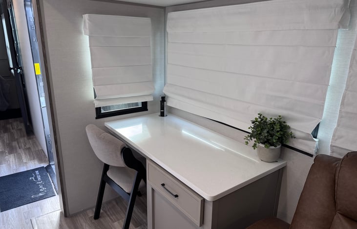 Desk with Chair. Great for Remote workers or just to do work such as edit pictures/video, etc.