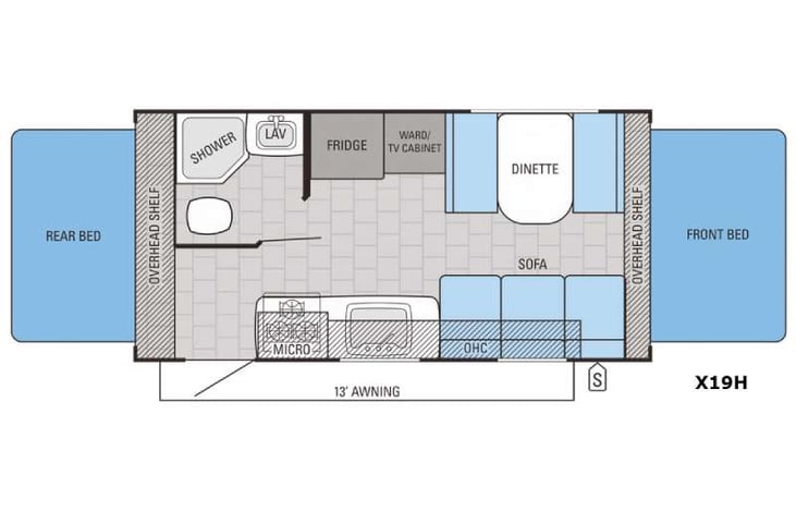 Representative floor plan provided by a trusted RVshare partner.