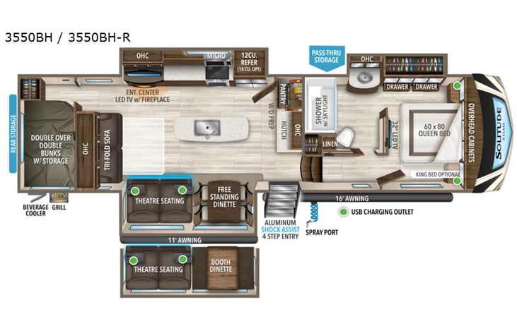 Representative floor plan provided by a trusted RVshare partner.