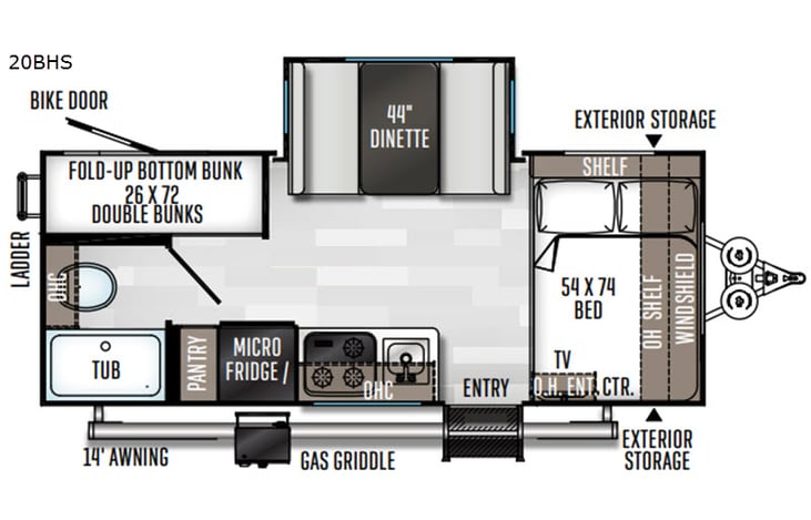 Representative floor plan provided by a trusted RVshare partner.