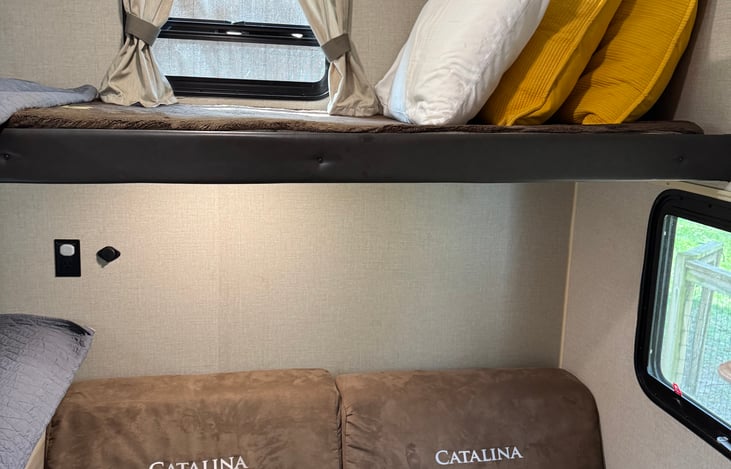 These cozy fold out beds are great for additional seating as well