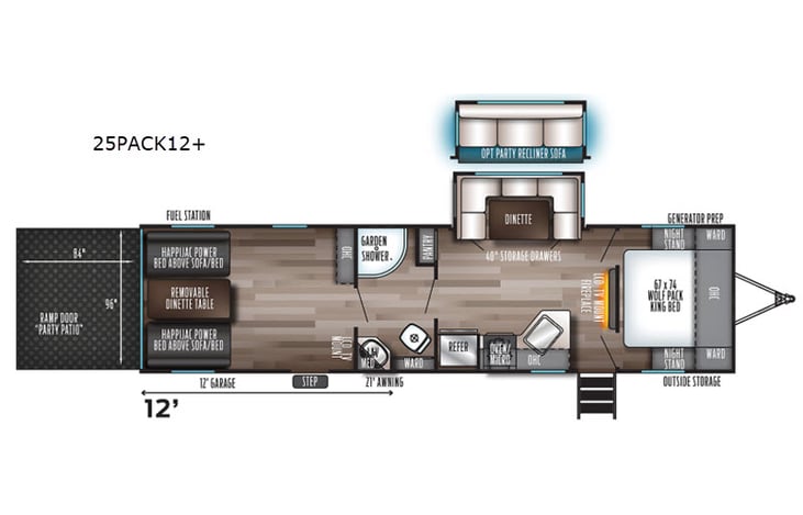 Representative floor plan provided by a trusted RVshare partner.