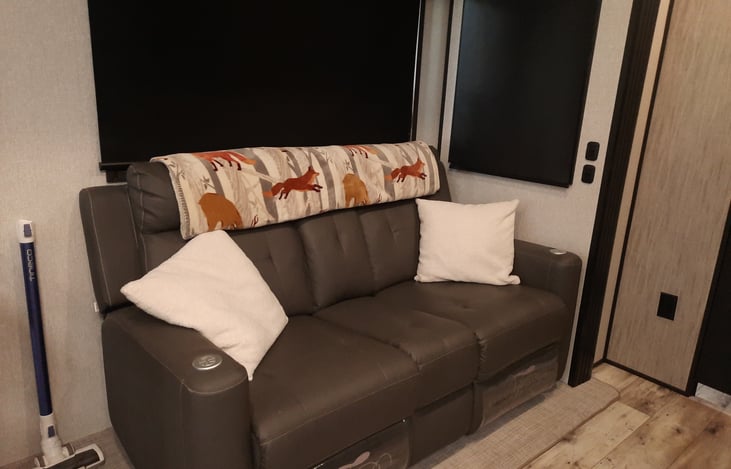 Reclining couch with heated seats.