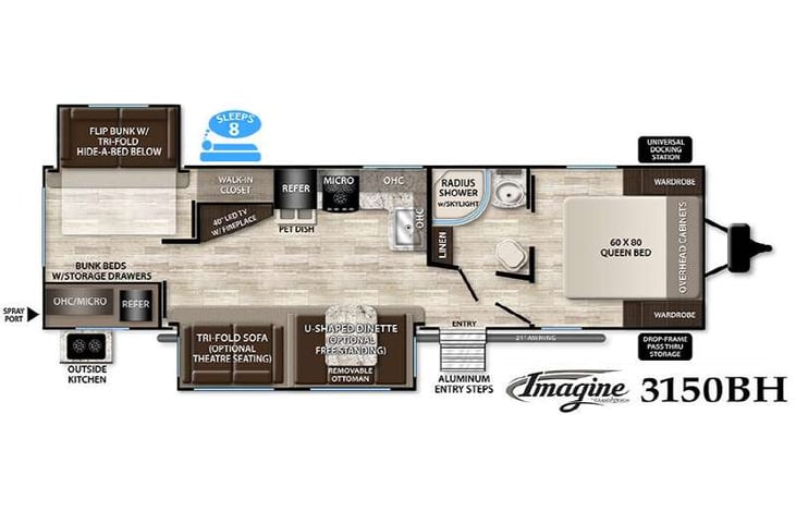 Representative floor plan provided by a trusted RVshare partner.