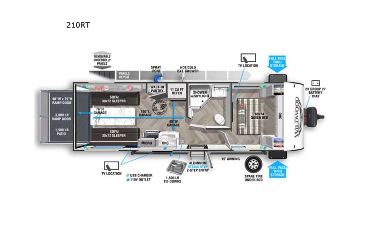 Representative floor plan provided by a trusted RVshare partner.