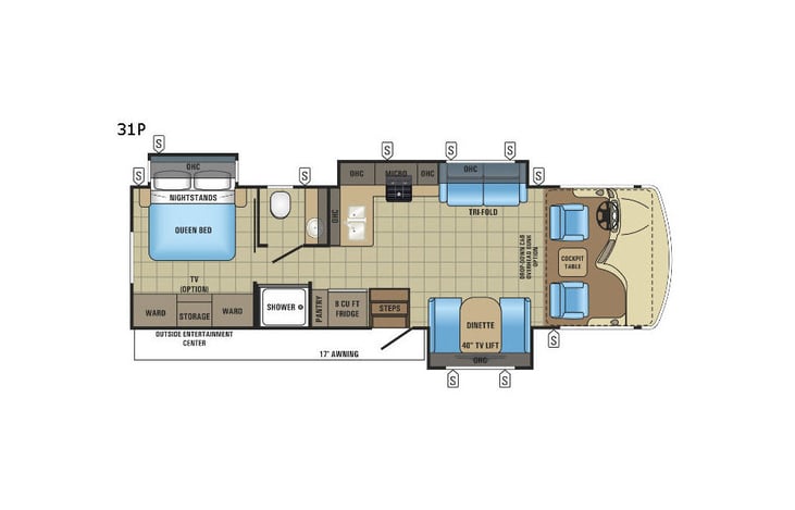 Representative floor plan provided by a trusted RVshare partner.