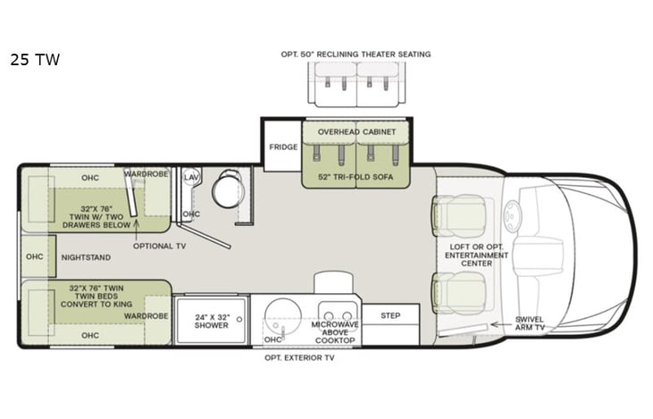 Representative floor plan provided by a trusted RVshare partner.
