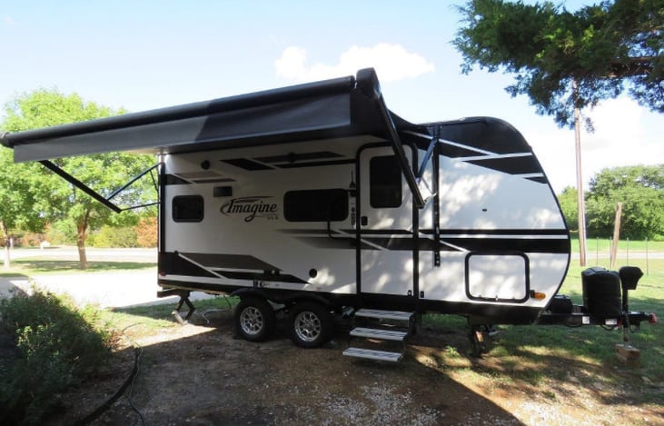 Awning extended for ample shade.