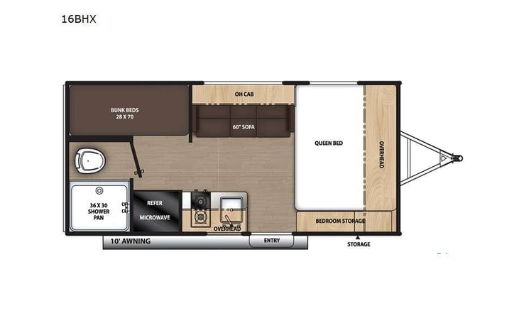 Representative floor plan provided by a trusted RVshare partner.