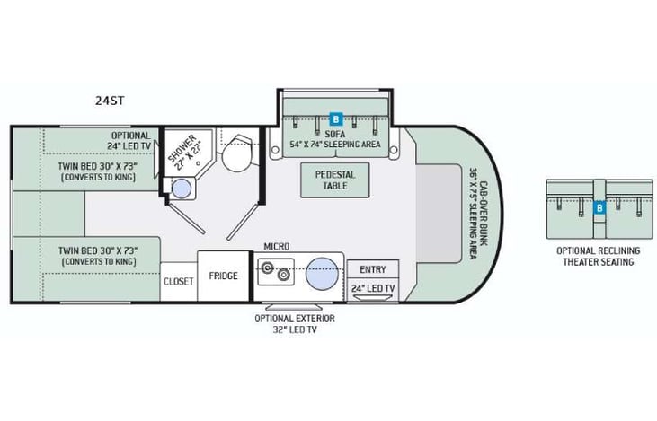 Representative floor plan provided by a trusted RVshare partner.