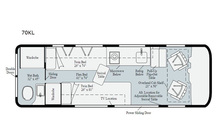 Representative floor plan provided by a trusted RVshare partner.